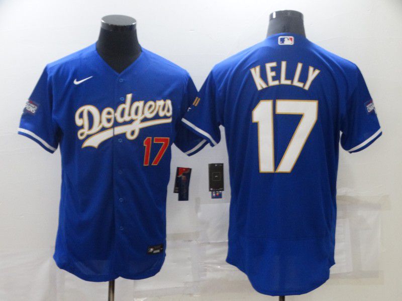 Men Los Angeles Dodgers 17 Kelly Blue Gold Elite 2022 Nike MLB Jersey